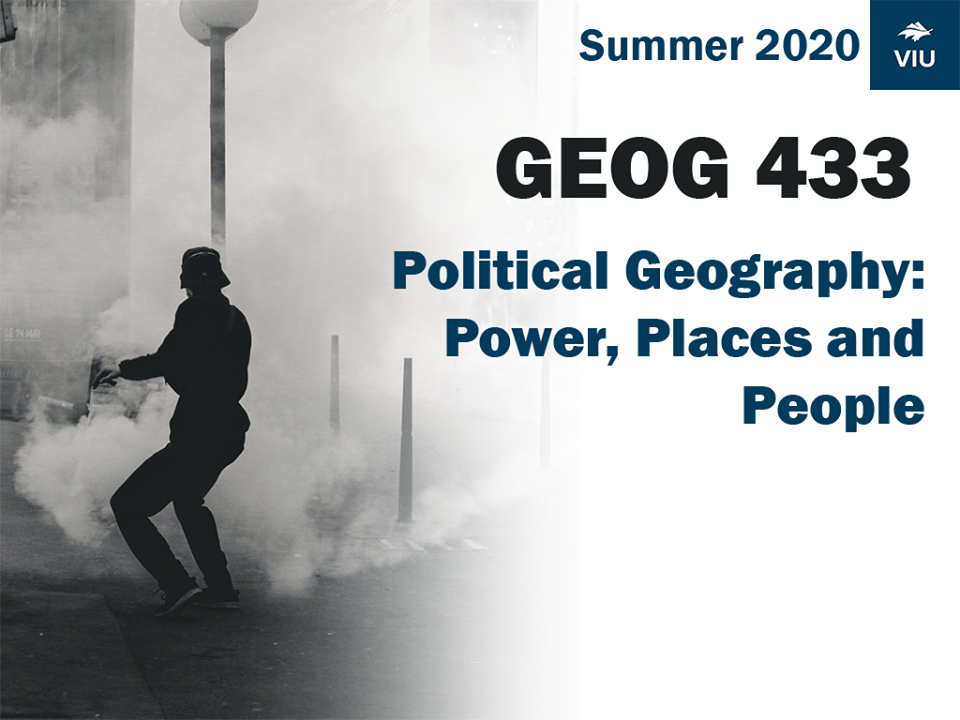 Poster for Geog 433 course, Summer 2020