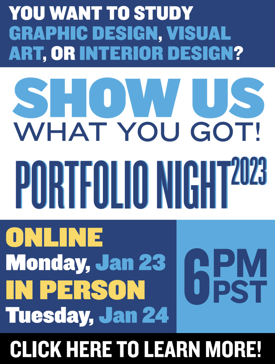 VIU Portfolio Night 2023 Graphic Design, Interior Design, Visual Art