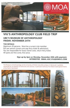 Anthropology Student Club Field Trip to MoA, November 24, Promo Flyer